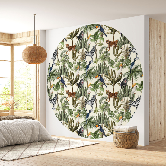 Round / Circle Wall Mural - Wallpaper - Jungle