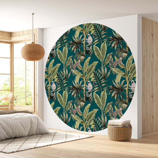 Round / Circle Wall Mural - Wallpaper - Jungle