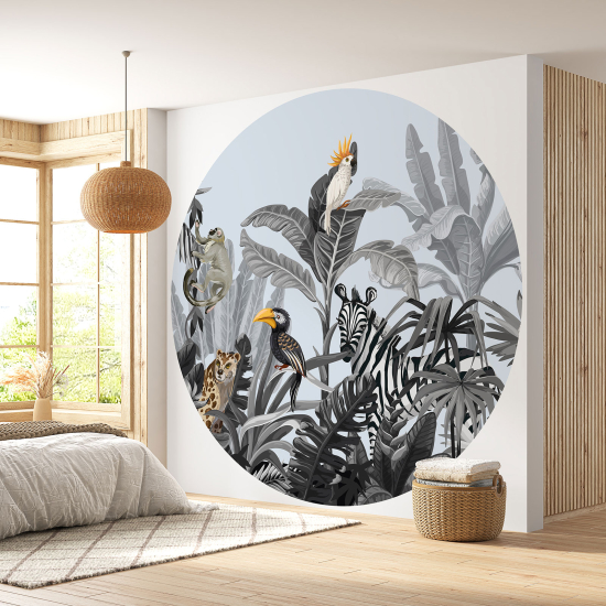 Round / Circle Wall Mural - Wallpaper - Jungle Animals