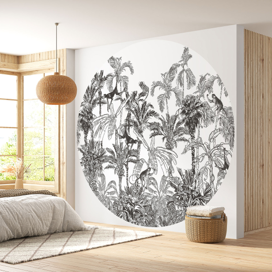 Round / Circle Wall Mural - Wallpaper - Jungle Animals