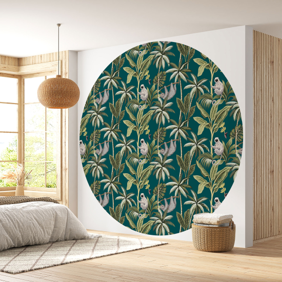 Round / Circle Wall Mural - Wallpaper - Jungle Pattern