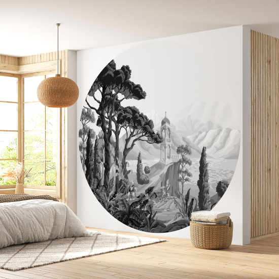 Round / Circle Wall Mural - Wallpaper - Landscape