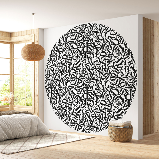 Round / Circle Wall Mural - Wallpaper - Letters