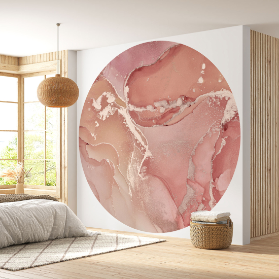 Round / Circle Wall Mural - Wallpaper - Marbled Effect