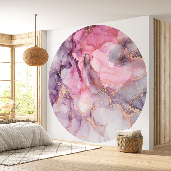 Round / Circle Wall Mural - Wallpaper - Marbled Effect