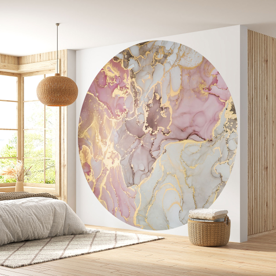 Round / Circle Wall Mural - Wallpaper - Marbled Effect