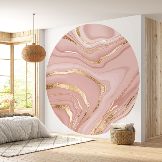 Round / Circle Wall Mural - Wallpaper - Marbled Effect