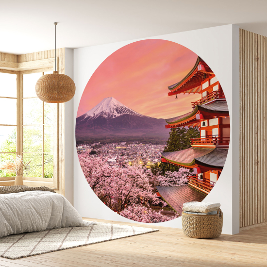 Round / Circle Wall Mural - Wallpaper - Mount Fuji Japan