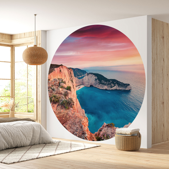 Round / Circle Wall Mural - Wallpaper - Navagio Beach Greece