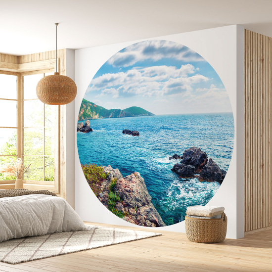 Round / Circle Wall Mural - Wallpaper - Sea View