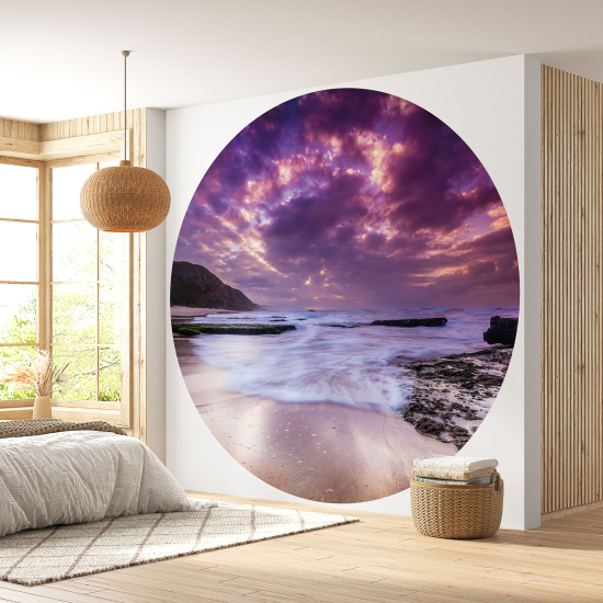 Round / Circle Wall Mural - Wallpaper - Sea View