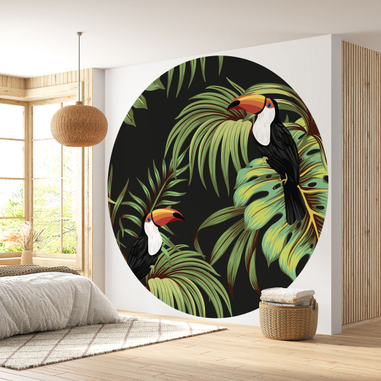 Round / Circle Wall Mural - Wallpaper - Toucans