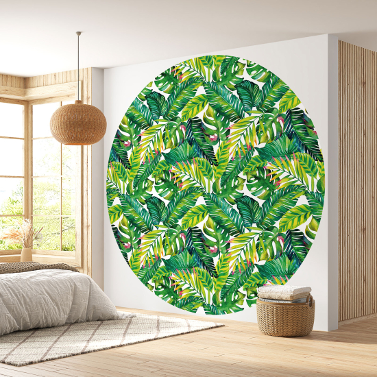 Round / Circle Wall Mural - Wallpaper - Tropical pattern