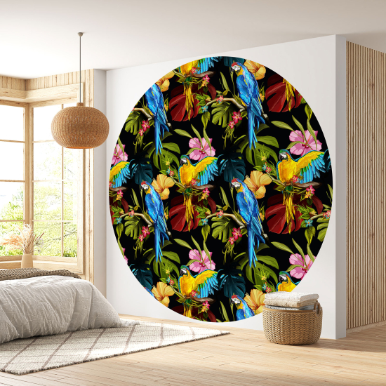 Round / Circle Wall Mural - Wallpaper - Tropical pattern