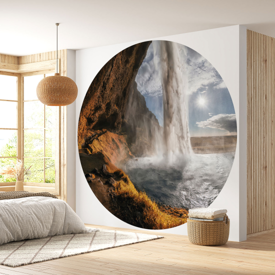 Round / Circle Wall Mural - Wallpaper - Waterfall