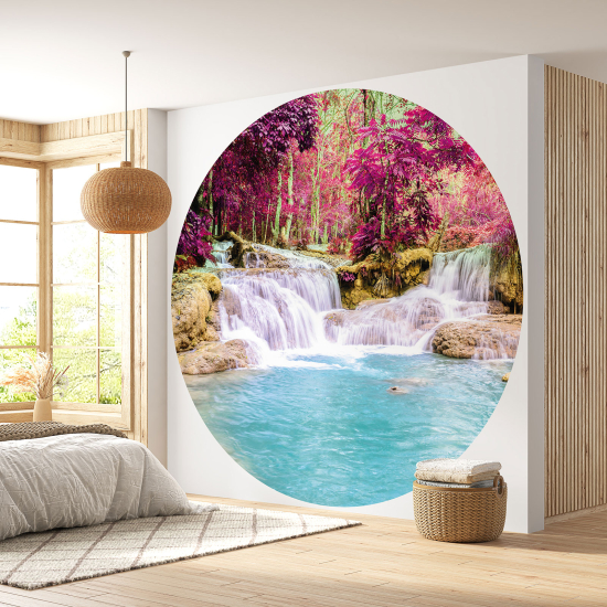 Round / Circle Wall Mural - Wallpaper - Waterfalls