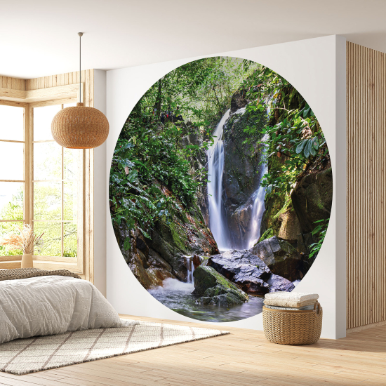 Round / Circle Wall Mural - Wallpaper - Waterfalls