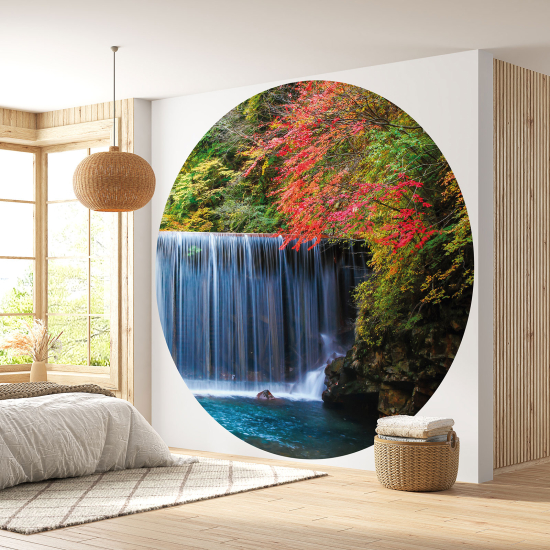 Round / Circle Wall Mural - Wallpaper - Waterfalls