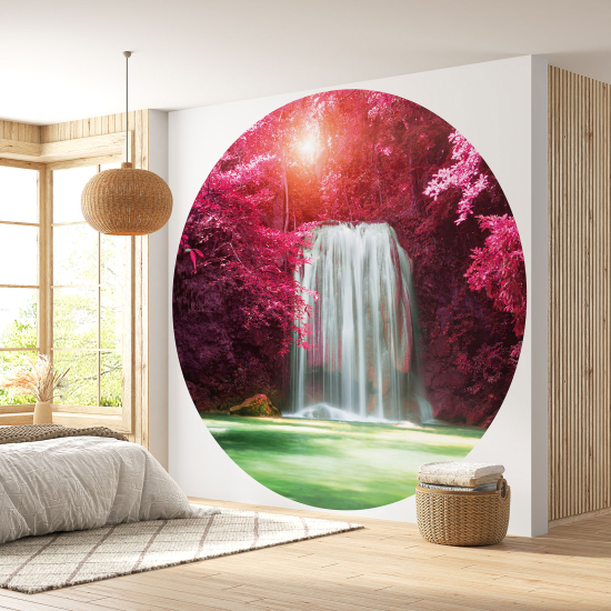 Round / Circle Wall Mural - Wallpaper - Waterfalls