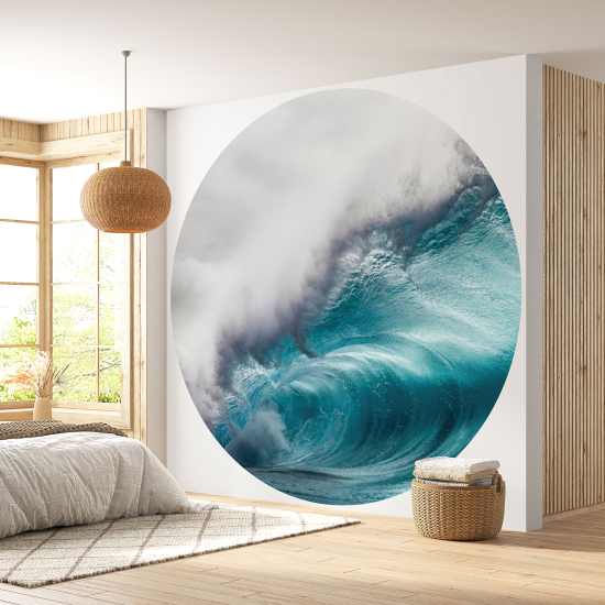 Round / Circle Wall Mural - Wallpaper - Wave