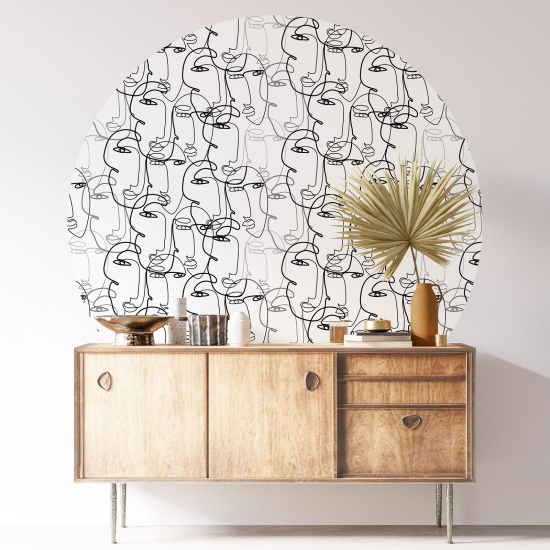 Round / Circle Wall Sticker - Abstract Faces