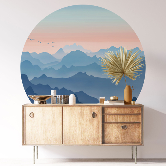 Round / Circle Wall Sticker - Abstract Landscape