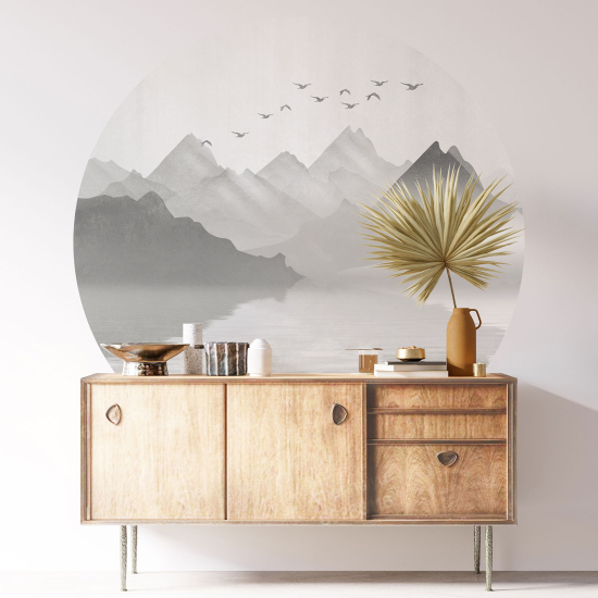 Round / Circle Wall Sticker - Abstract Mountains