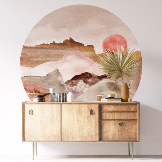 Round / Circle Wall Sticker - Boho Landscape