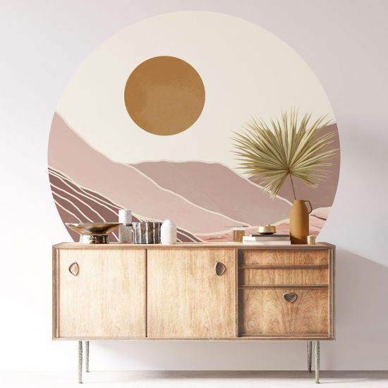 Round / Circle Wall Sticker - Boho Landscape