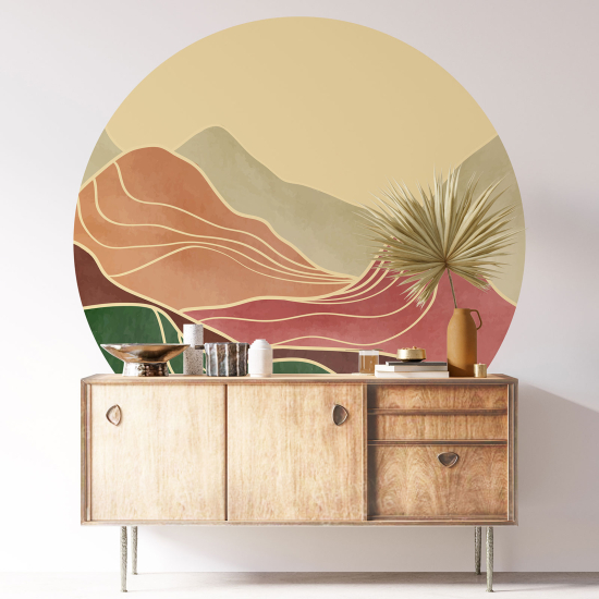 Round / Circle Wall Sticker - Boho Landscape