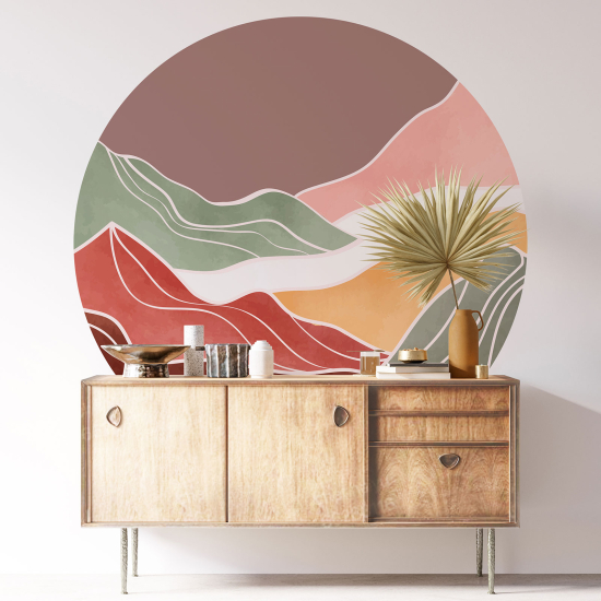 Round / Circle Wall Sticker - Boho Landscape