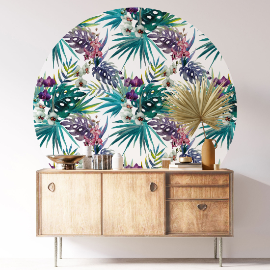 Round / Circle Wall Sticker - Botanical pattern