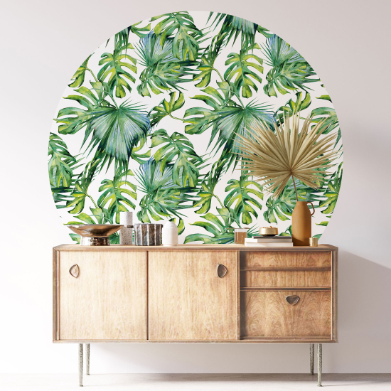 Round / Circle Wall Sticker - Botanical pattern