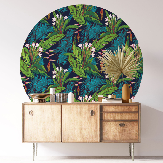 Round / Circle Wall Sticker - Botanical pattern