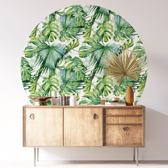 Round / Circle Wall Sticker - Botanical pattern