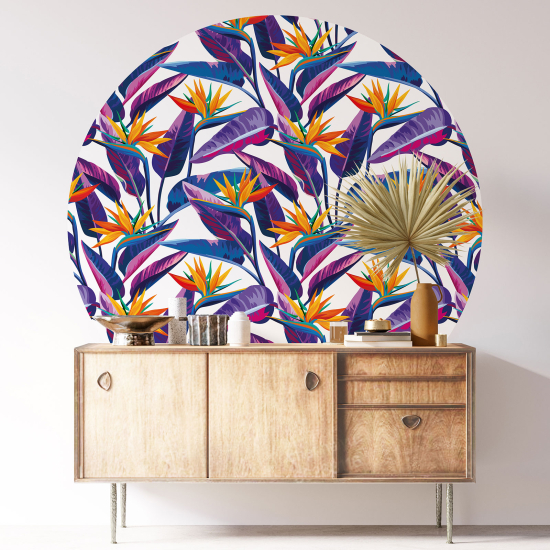 Round / Circle Wall Sticker - Botanical pattern