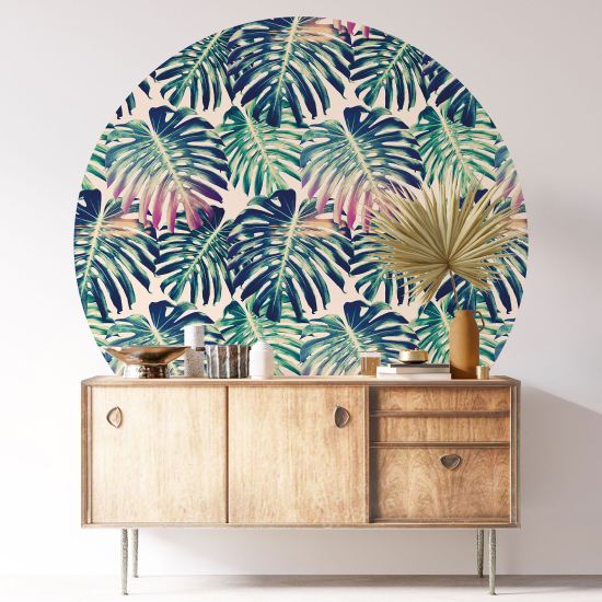 Round / Circle Wall Sticker - Botanical pattern