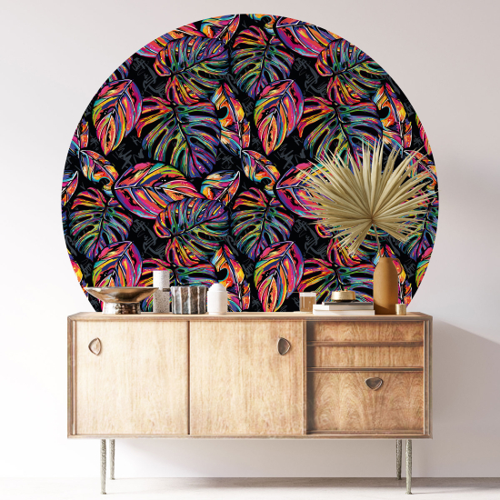 Round / Circle Wall Sticker - Botanical pattern