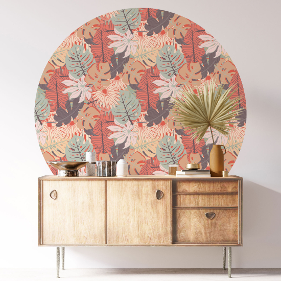 Round / Circle Wall Sticker - Botanical pattern