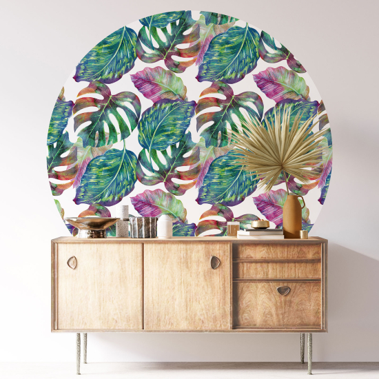 Round / Circle Wall Sticker - Botanical pattern