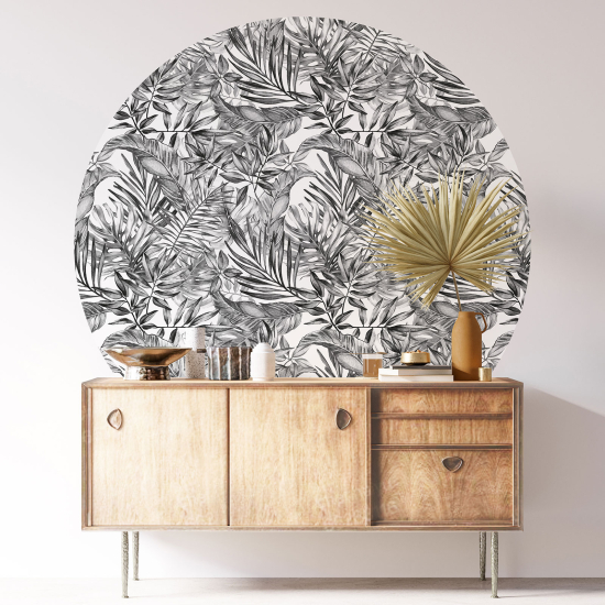 Round / Circle Wall Sticker - Botanical pattern