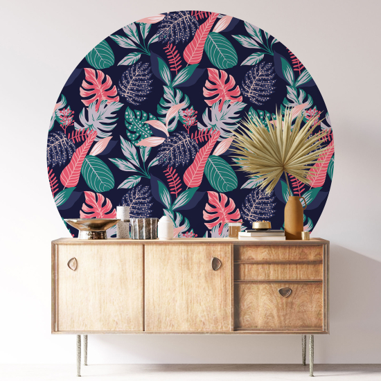 Round / Circle Wall Sticker - Botanical pattern