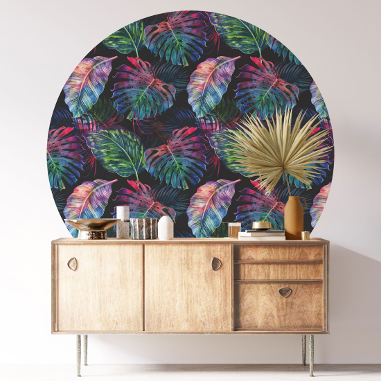 Round / Circle Wall Sticker - Botanical pattern