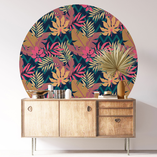 Round / Circle Wall Sticker - Botanical pattern