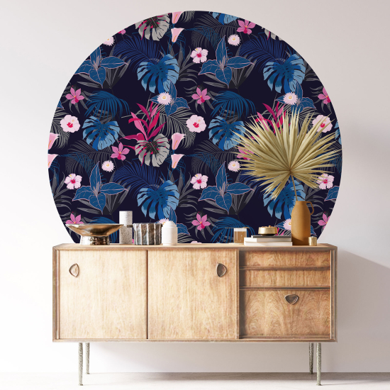 Round / Circle Wall Sticker - Botanical pattern