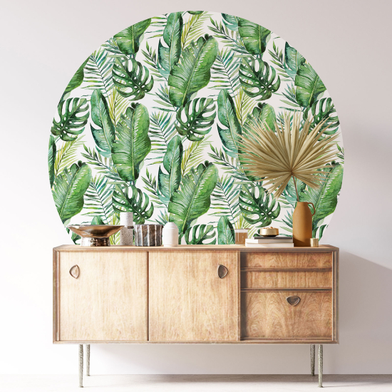 Round / Circle Wall Sticker - Botanical pattern