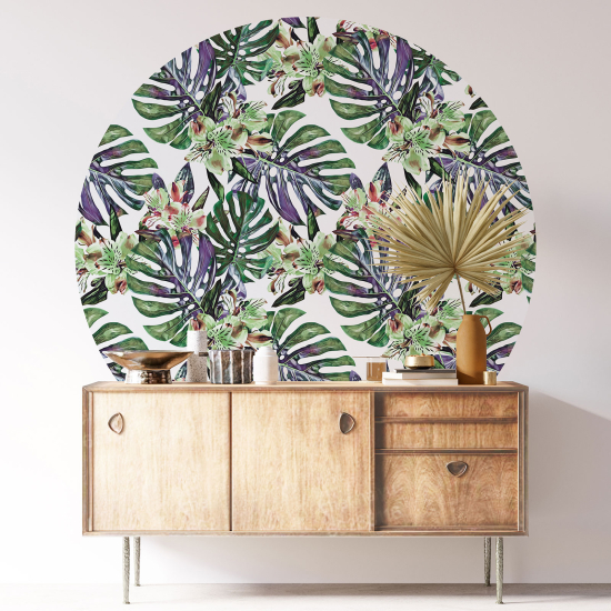 Round / Circle Wall Sticker - Botanical pattern