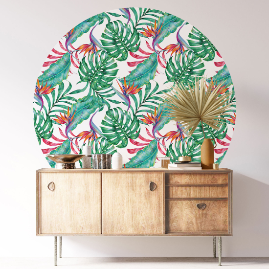 Round / Circle Wall Sticker - Botanical pattern