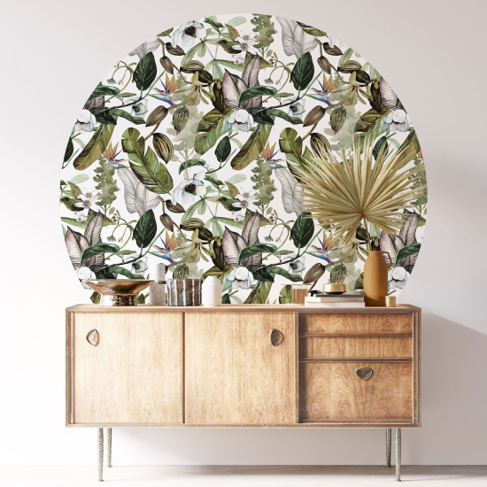 Round / Circle Wall Sticker - Botanical pattern