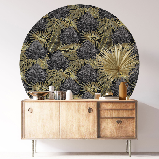 Round / Circle Wall Sticker - Botanical pattern